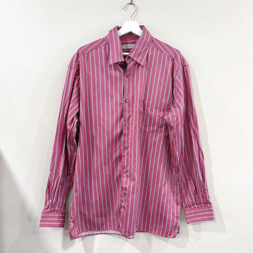Ermenegildo Zegna XXL Men’s Striped Dress Shirt 100% Cotton Made in Italy